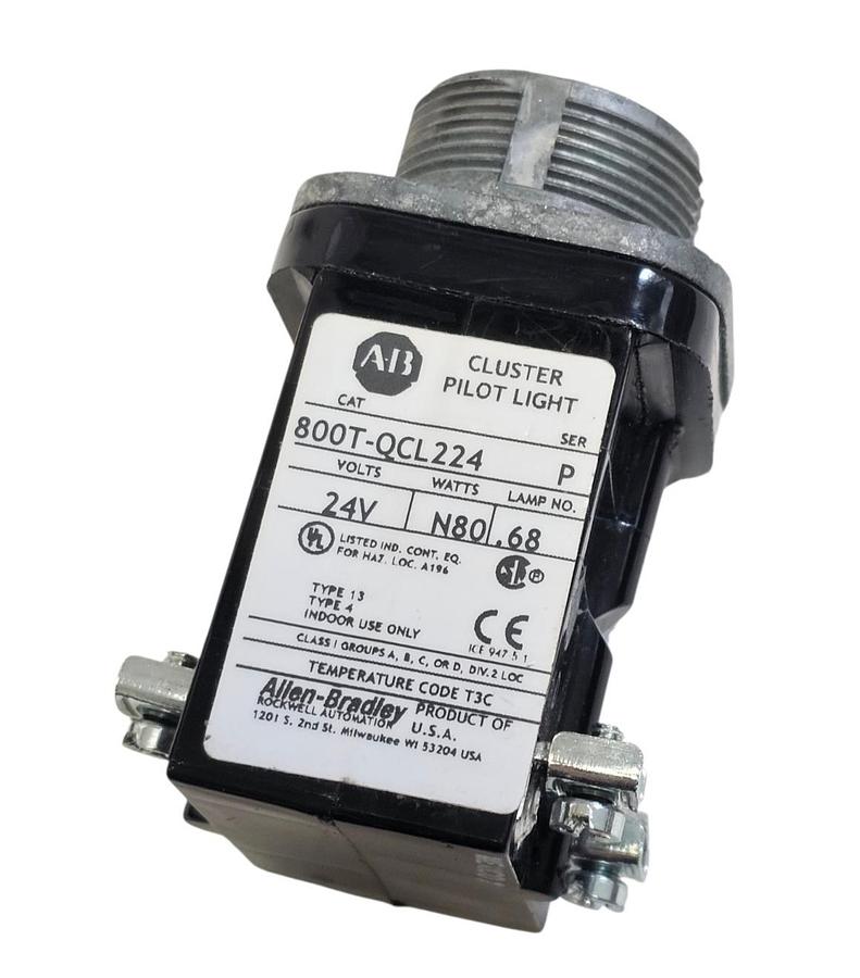 Used NEW ALLEN BRADLEY 800T-QCL224 CLUSTER PILOT LIGHT SER. P (MISSING CAP) 24V NSNP