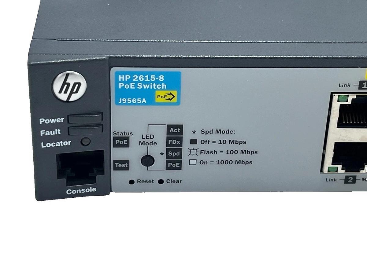 Used HP J9565A 2615-8-PoE Fully Managed Switch with Power Supply and Shelf
