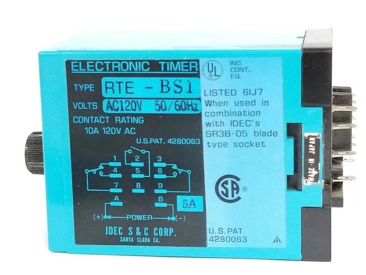 Used NIB IDEC RTE-BS1 ELECTRONIC TIMER RTEBS1, AC120V 50/60HZ, 10A, 120V AC
