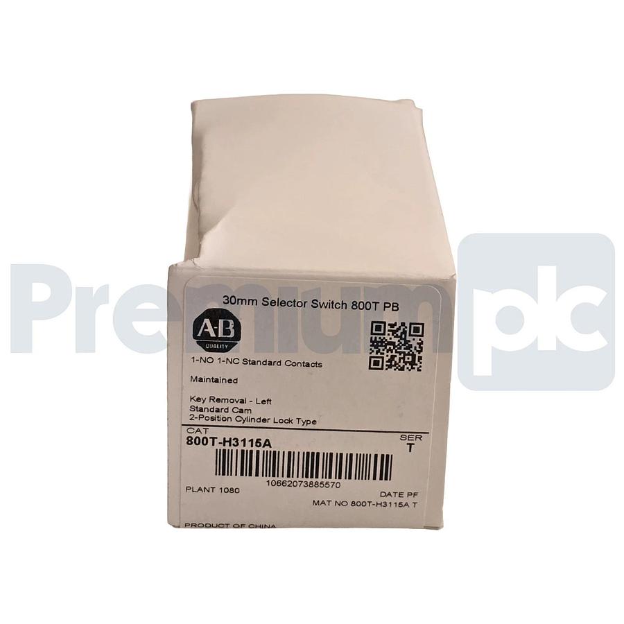 Allen Bradley 800T-H3115A /T 30mm Selector Switch 2-Pos Cylinder Lock 1-NO/1-NC