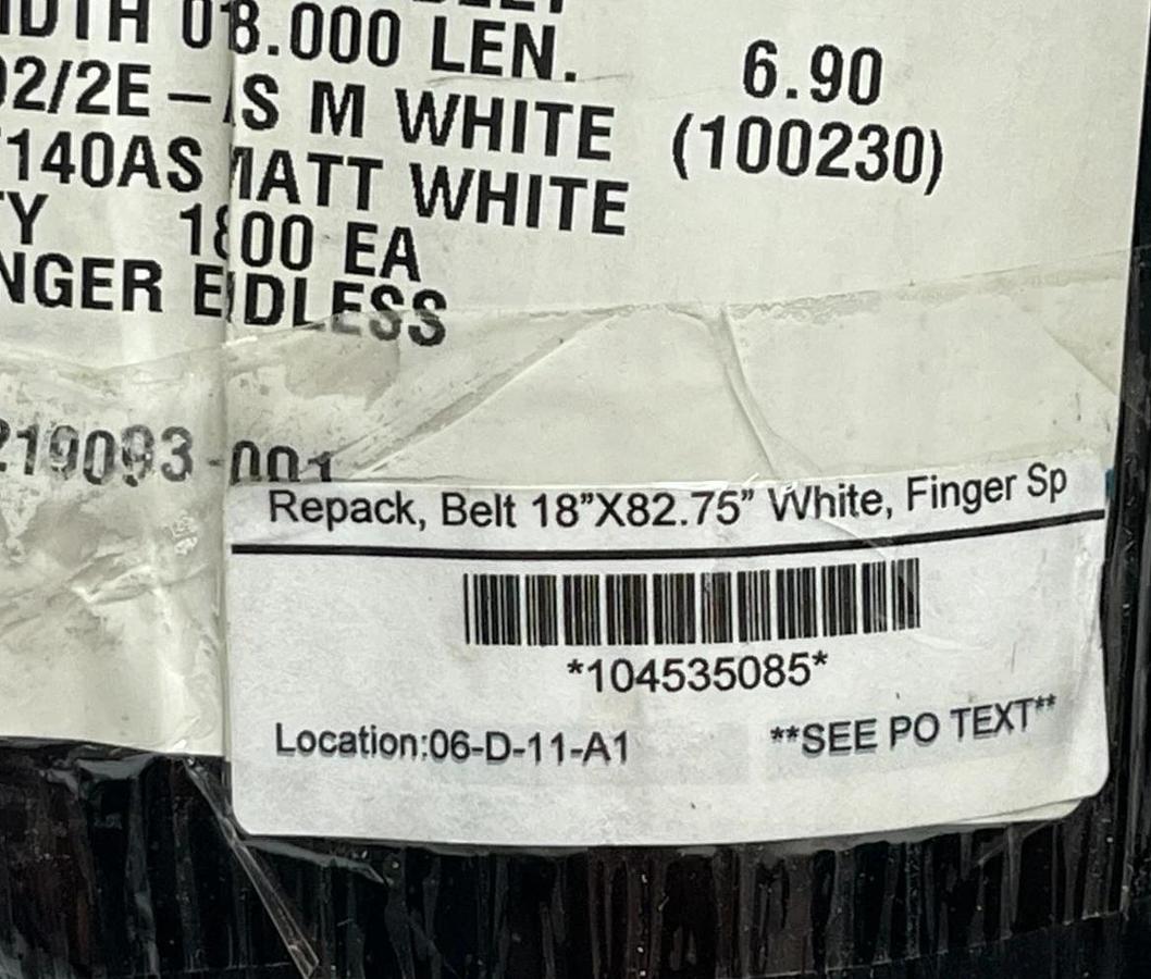 UBR 100230 U92/2E-AS TT140AS Matt White Fabricated Conveyor Belt 18" x 82.75"