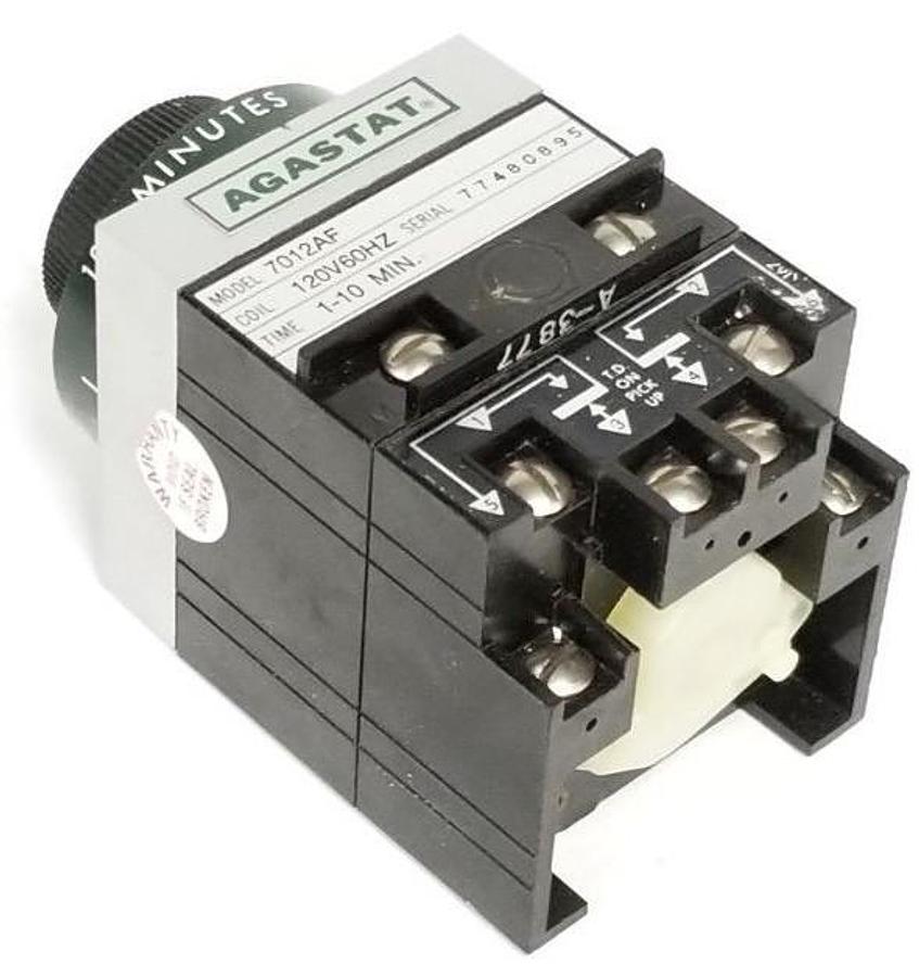 Used AGASTAT 7012-AF TIMING RELAY 1-10 MIN. 120V60HZ W/ A-3877 COIL 7012AF