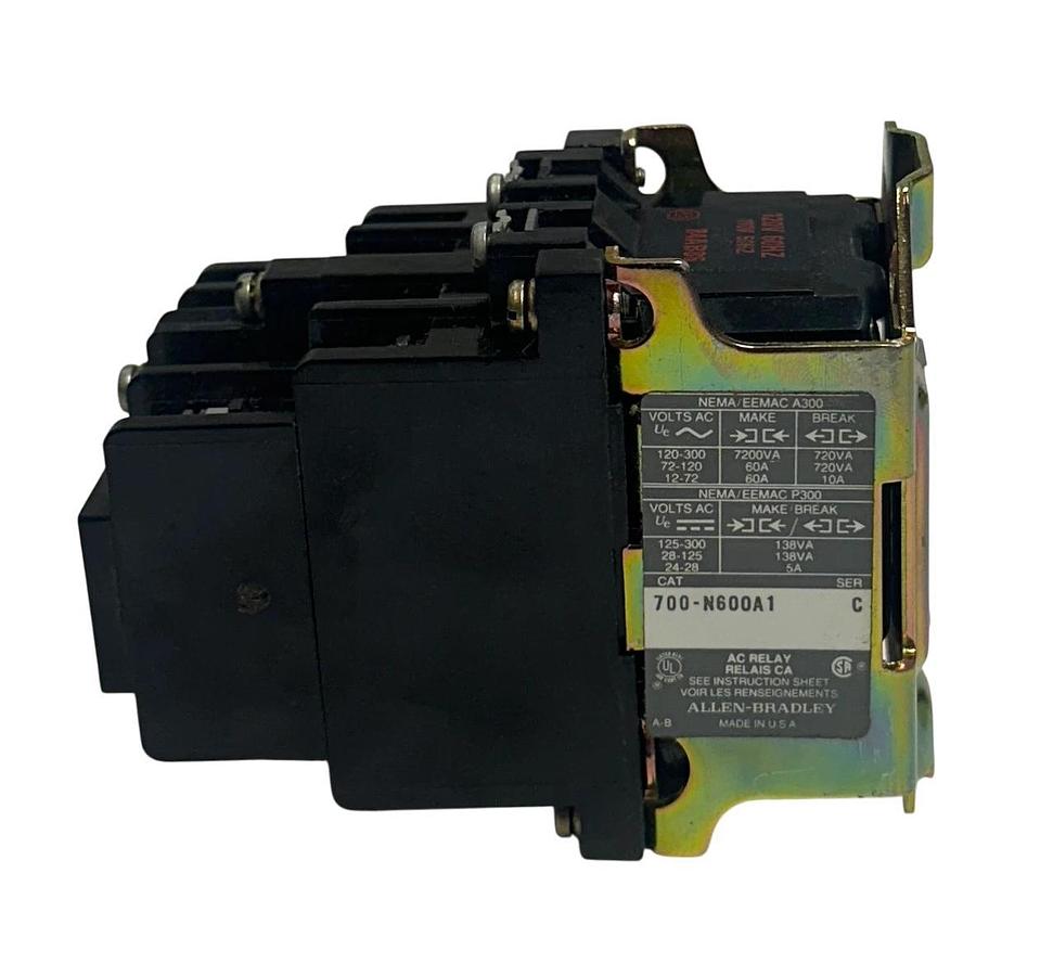 Used ALLEN BRADLEY 700-N600A1 /C BULLETIN 700 AC CONTROL RELAY 120-300VAC USNP