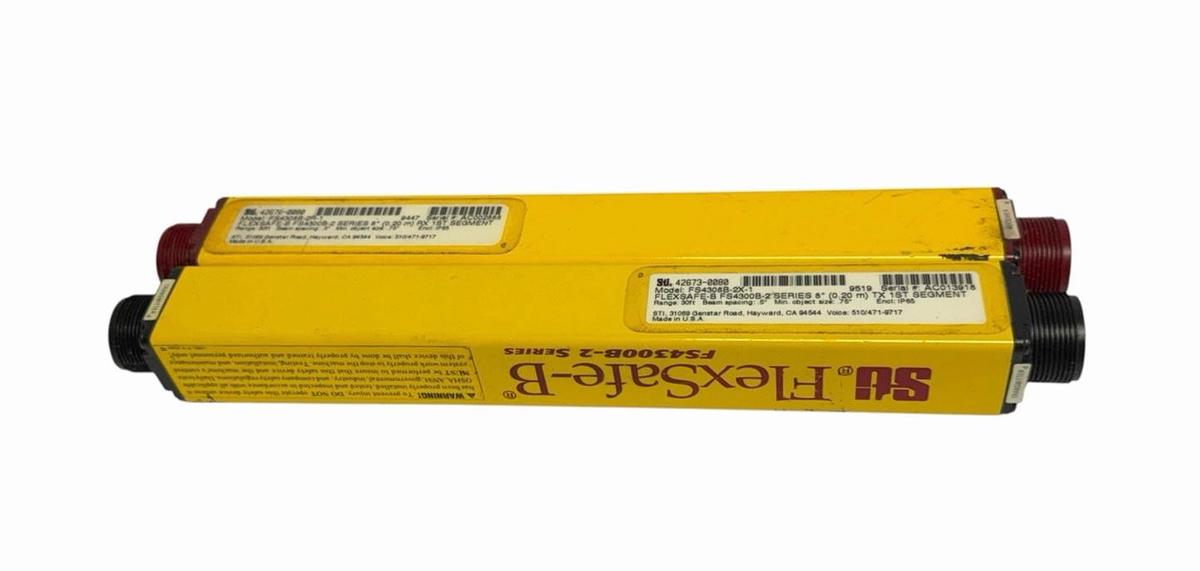 Used STI FLEXSAFE B FS4300B-2 SERIES, 8" LIGHT CURTAIN SET FS4308B-2R-1, FS4308B-2X-1