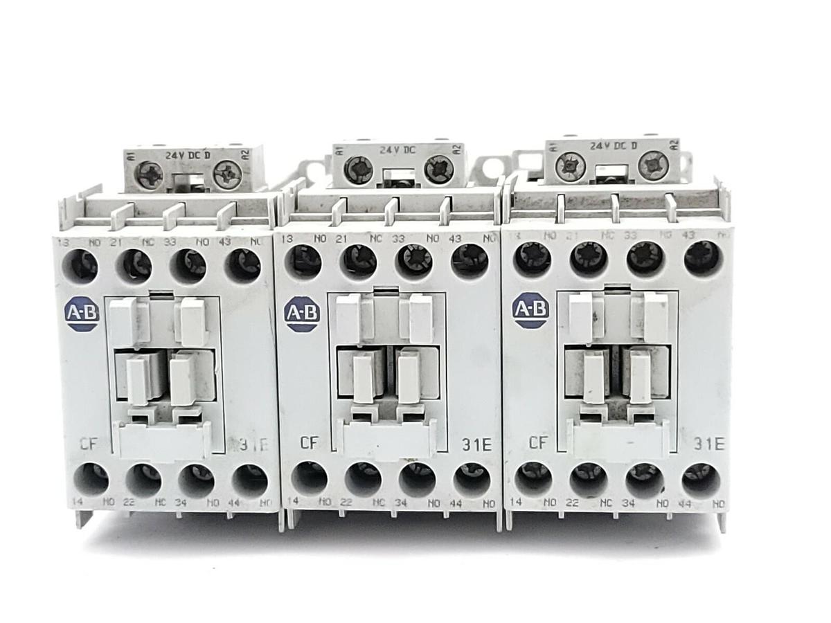 Used LOT OF 3 ALLEN BRADLEY 700-CF310Z* SER. A CONTROL RELAY CONTACTORS 24V DC
