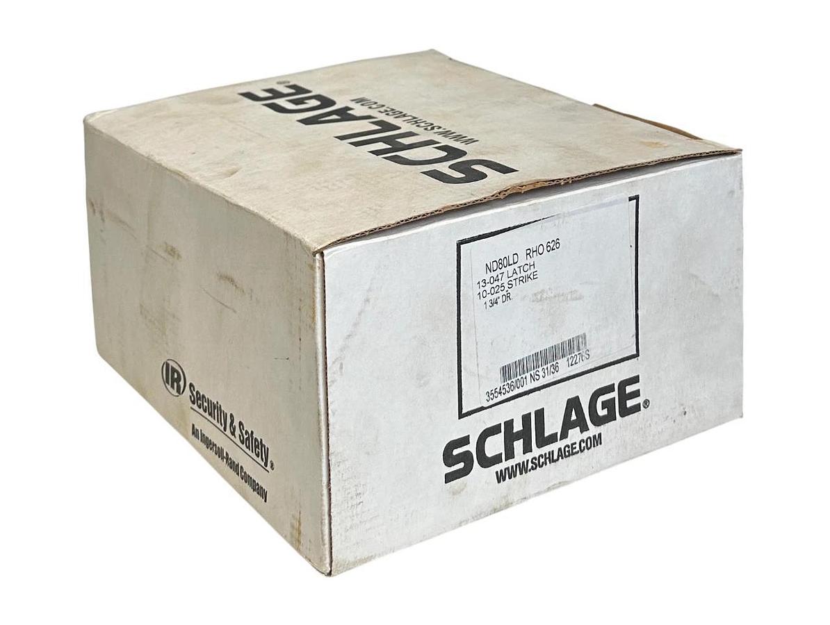 SCHLAGE ND80LD RHO 626 STOREROOM LOCK 13-047 LATCH 10-025 STRIKE 1-3/4'' DR NSMP