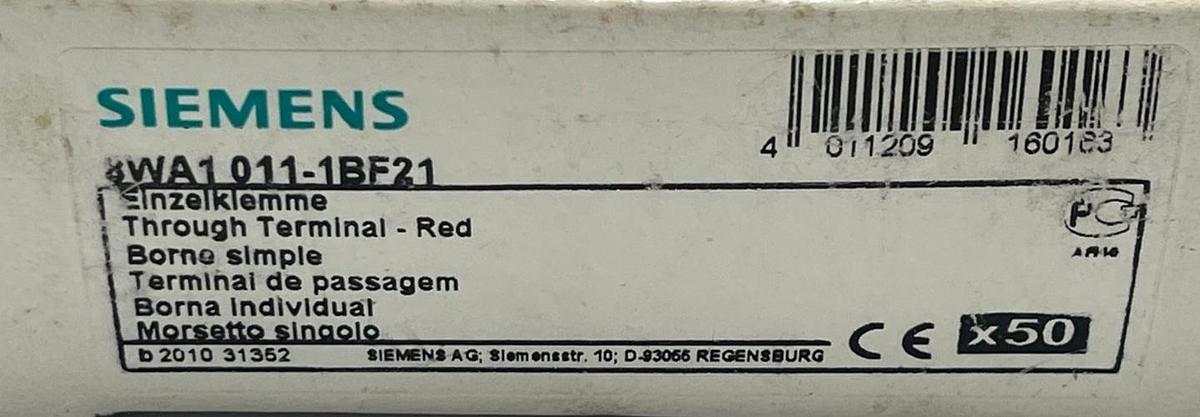 Used BOX OF 39 NEW Siemens 8WA1 011-1BF21 Red Feed-Through Terminal Block 2.5mm²