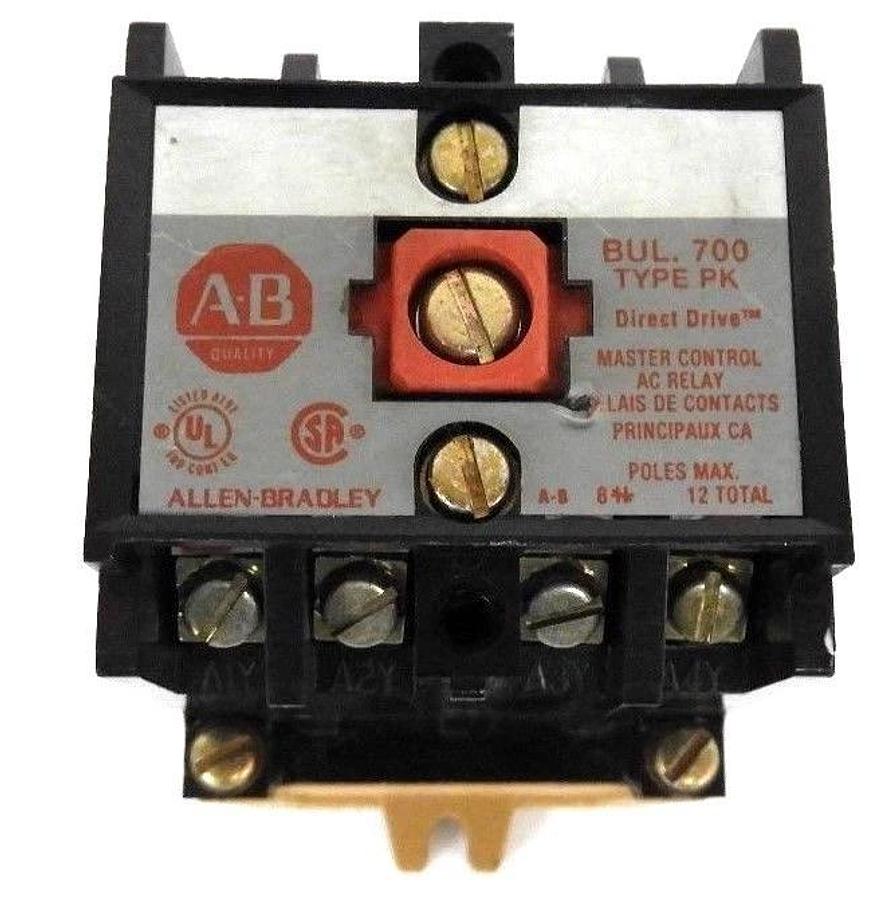 Used ALLEN BRADLEY 700-PK400A1 MASTER CONTROL AC RELAY SER. B 700PK400A1, 115-120V
