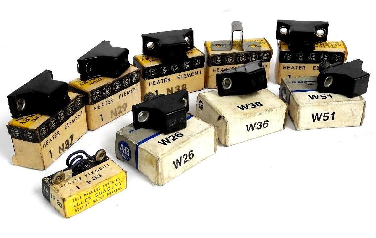 LOT OF 9 NIB ALLEN BRADLEY W26,W36,W51,N36,N38,N29,N39,N37,P33 HEATER ELEMENTS