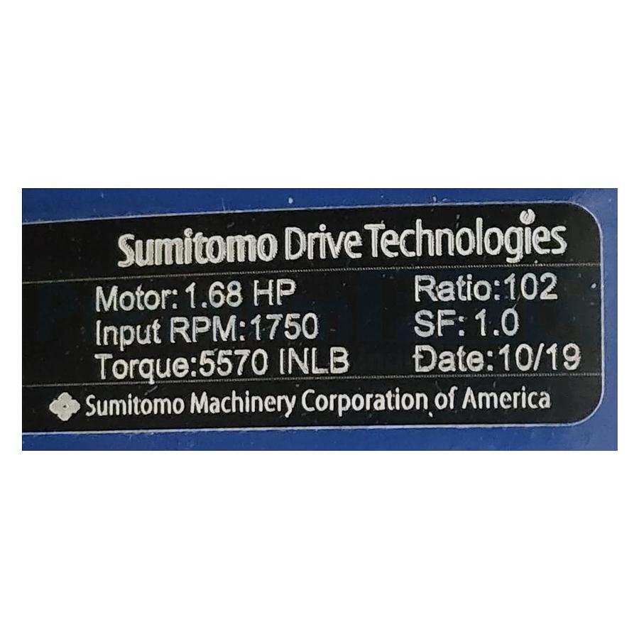 Used NEW SUMITOMO CNHJ-6125DBY-102 CYCLO 6000 GEAR SPEED REDUCER PA091102 102:1 RATIO