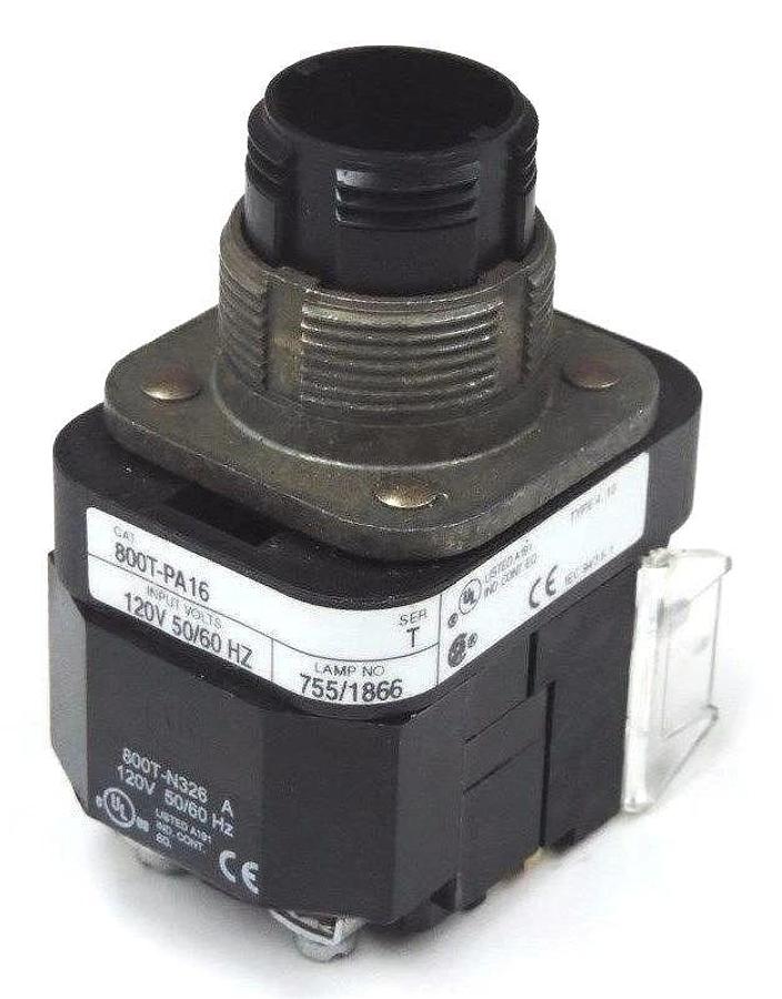 Used ALLEN BRADLEY 800T-PA16 PUSHBUTTON 800TPA16 SER. T W/ 800T-N326 SER. A, 800T-XA