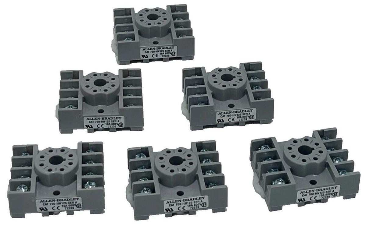 Lot of 6 Allen-Bradley 700-HN125 Relay Sockets, Series A, 8-Pin Octal Base NSNP