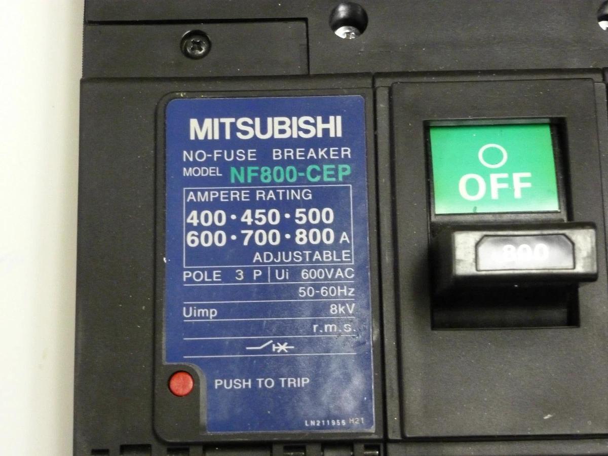 Used MITSUBISHI NF800-CEP MOLDED CASE CIRCUIT BREAKER NF800CEP