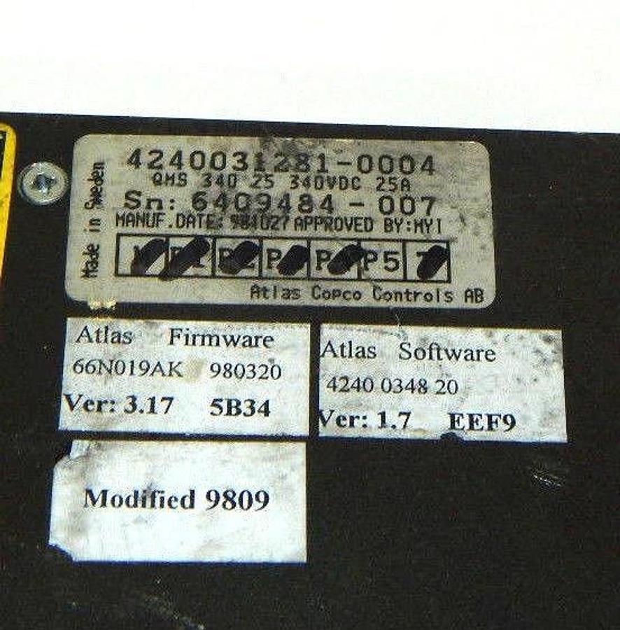 Used LOT OF 2, ATLAS COPCO QMS-340-25 SERVO CONTROLLER 4240 0312 80, 4240 0312 81