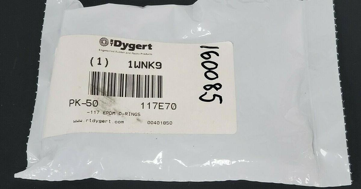 Used NEW RT DYGERT 1WNK9 117E70 117 EPDM 0-RINGS 00401850, PK-50