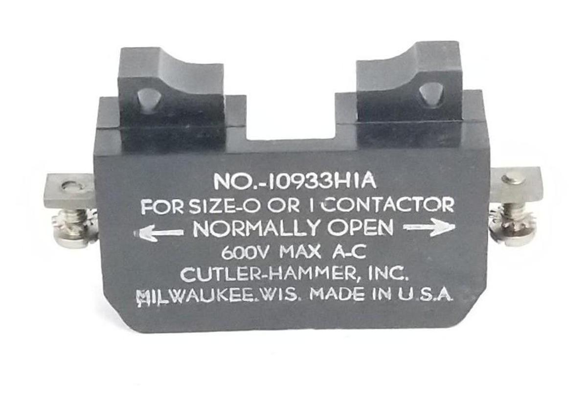 Used CUTLER-HAMMER 10933H1A AUXILIARY CONTACT FOR SIZE 0 OR 1, 600V MAX A.C.