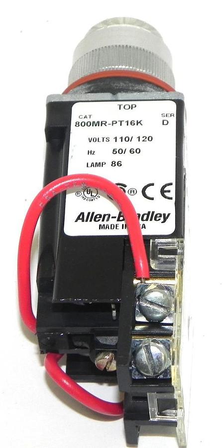 Used NIB ALLEN BRADLEY 800MR-PT16CK LIGHT, PUSH TO TEST PILOT SER. D