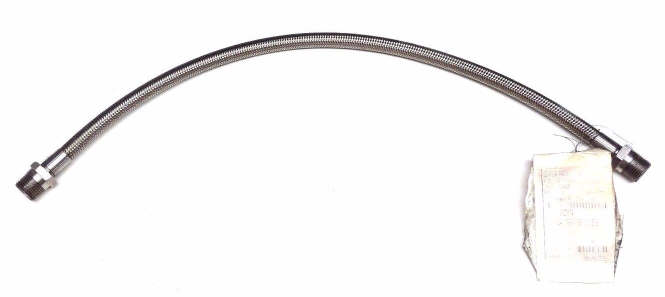 Used NEW STAINLESS STEEL 1107174 BRAIDED HOSE 1/2" X 24" TFE-1 SS MPT E/E