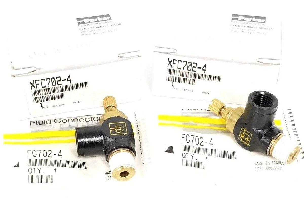 Used LOT OF 2 NIB PARKER XFC702-4 FLOW CONTROL VALVES 1/8 IN. XFC7024