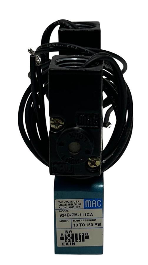 Used MAC VALVES 924B-PM-111CA / 924BPM111CA SOLENOID VALVE W/ PME-111CAA PILOT USNP