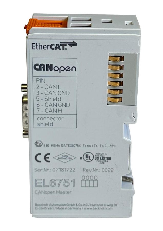 Used NEW BECKHOFF EL6751 I/O SERIES CANopen MASTER TERMINAL EtherCAT OEM