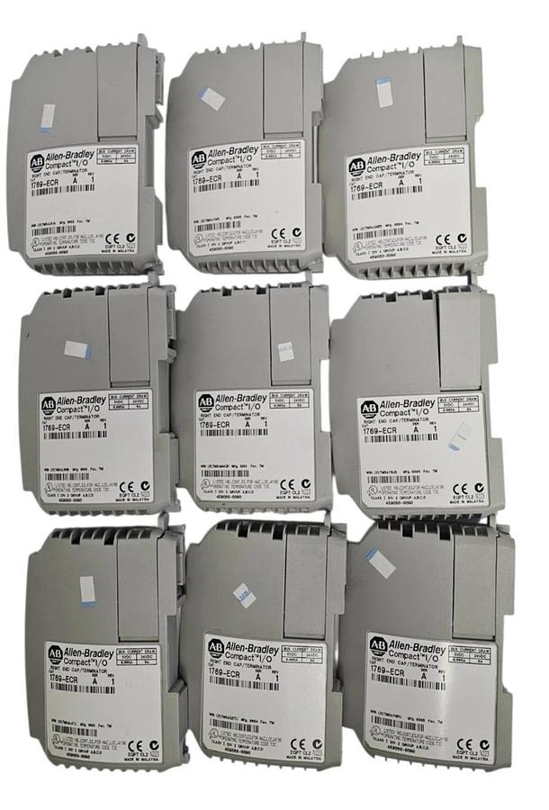 Used LOT OF 9 ALLEN BRADLEY 1769-ECR COMPACT I/O RIGHT END CAPS SER. A REV. 1