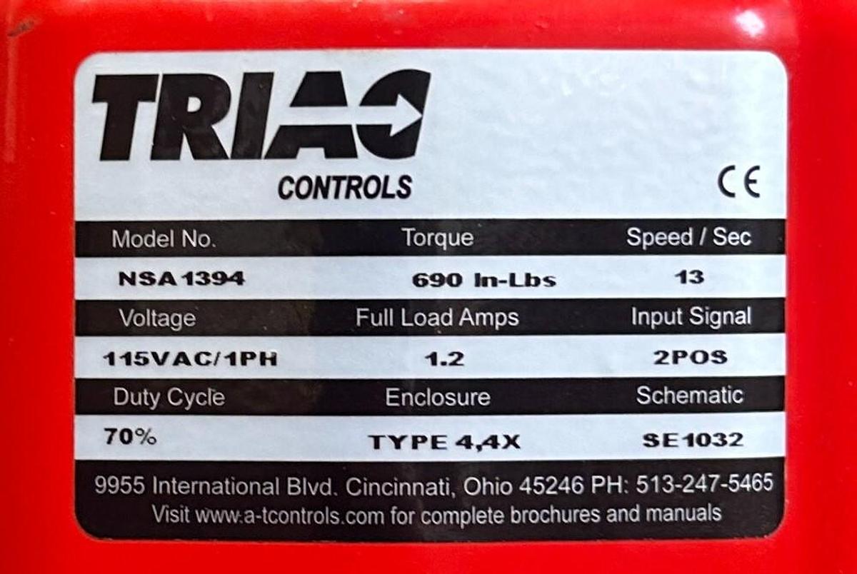 Used TRIAC CONTROLS WE-690 / NSA1394 ELECTRIC ACTUATOR MOUNTED TO FD9 2'' BALL NSNP