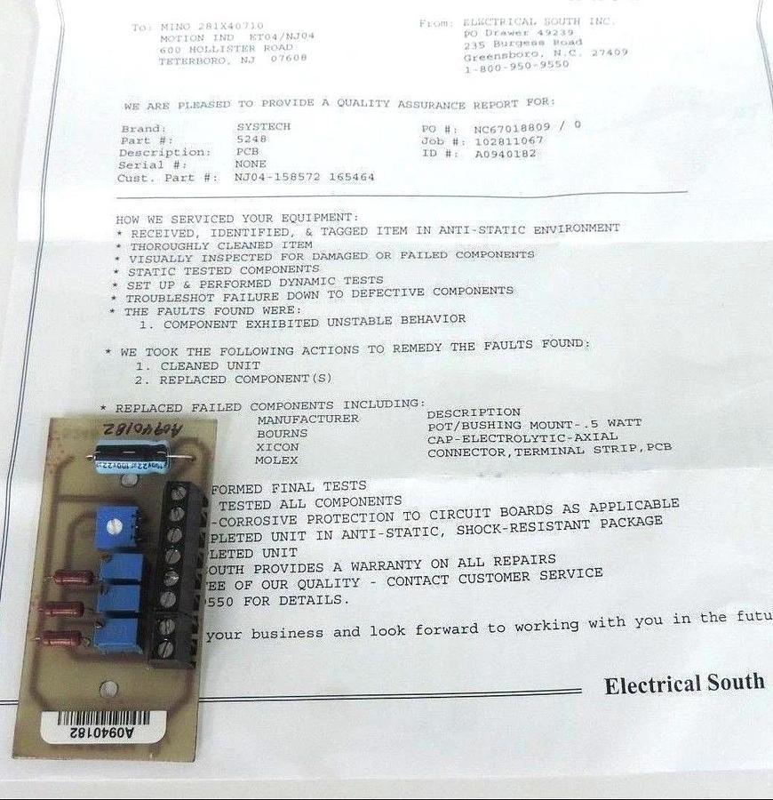 Refurbished REPAIRED SYSTECH 5248 PCB BOARD