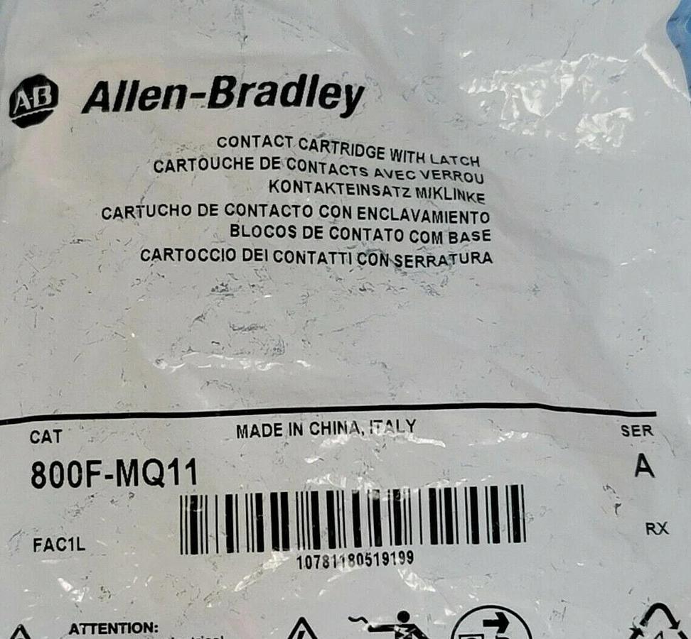 Used LOT OF 2 NEW ALLEN BRADLEY 800F-MQ11 CONTACT CARTRIDGES W/ LATCHES SER. A