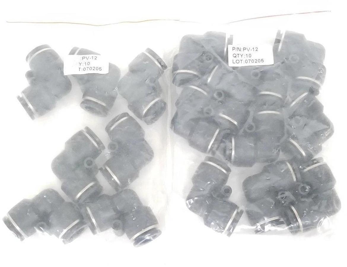 LOT OF 17 NEW PISCO PNEUMATICS PV-12 FITTINGS 12MM, ELBOW, PV12