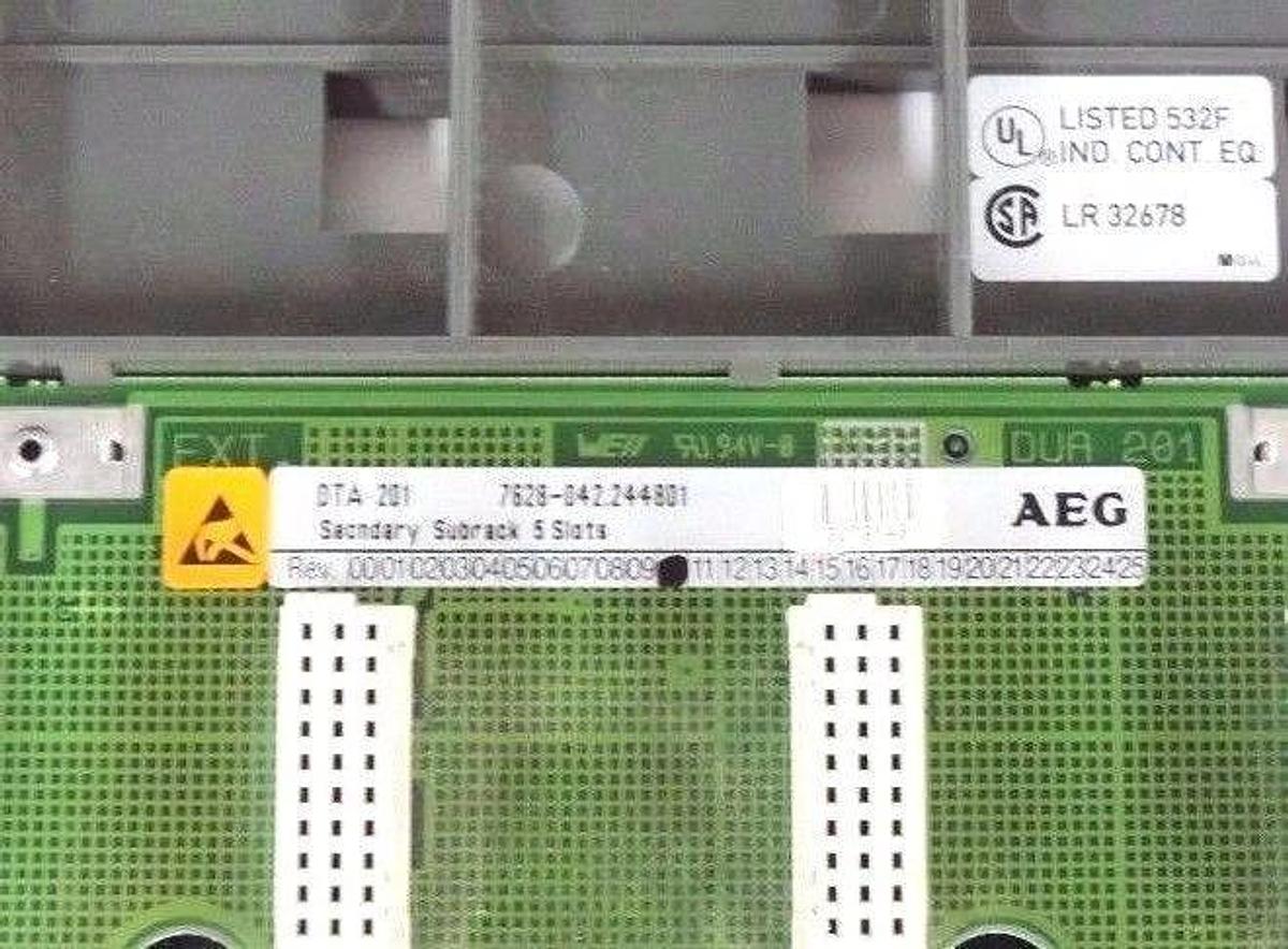 Used AEG 7628-042.244801 5-SLOT SUBRACK REV. 10, DTA 201, 7628042244801