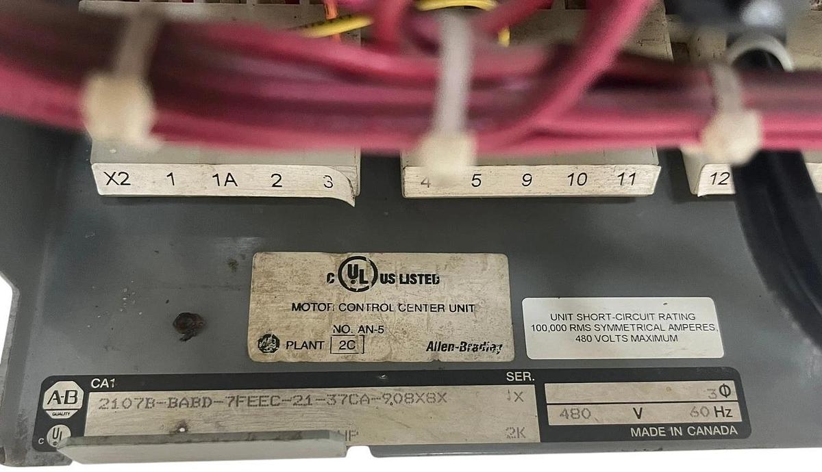 Used Allen-Bradley 2107B-BABD-7FEC2A-908X8X MCC Bucket Size 1 Reversing Starter