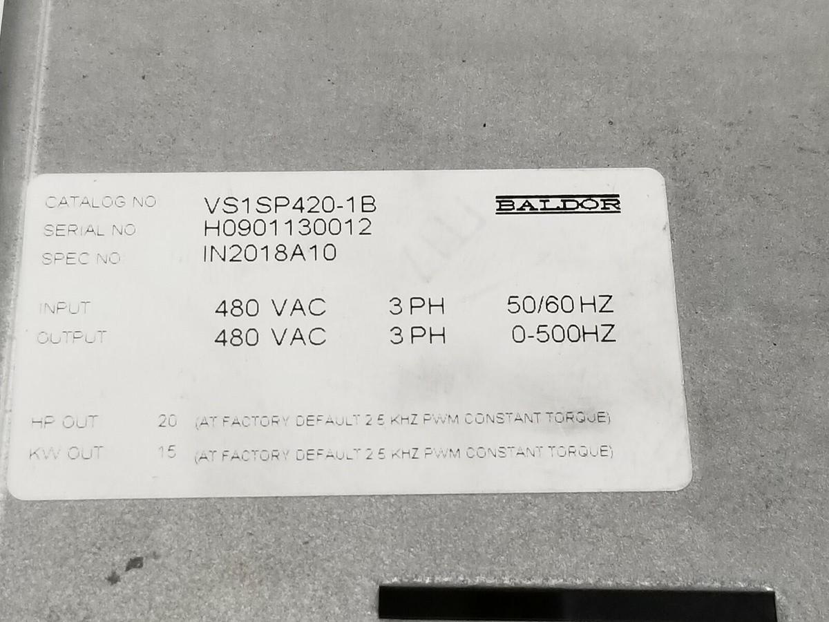 Used BALDOR DRIVES CAT. NO. VS1SP420-1B DRIVE HOUSING IN2018A10 H2 (HOUSING ONLY)