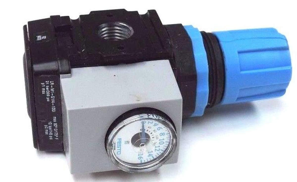 Used NEW FESTO LR-M1-G1/4-10GI PRESSURE REGULATOR 21 BAR 300 PSI, LRM1G1/410GI