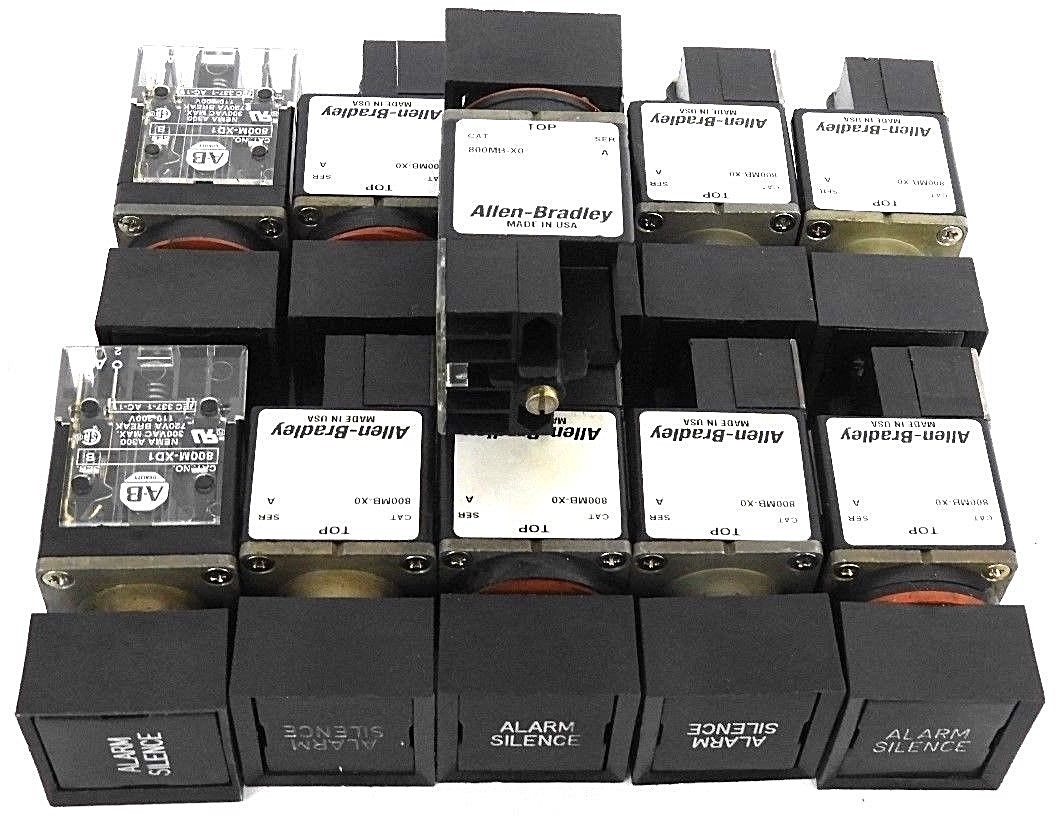 Used LOT OF 11 ALLEN BRADLEY 800MB-X0 PUSHBUTTON SWITCHES SER. A 800MB-XO W/ 800M-XD1