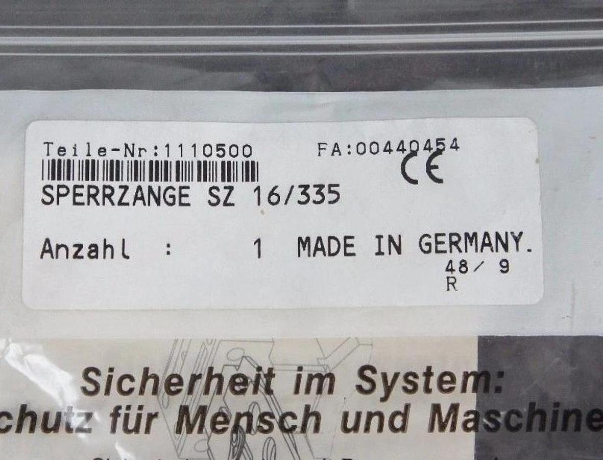 Used NEW SCHMERSAL 1110500 SPERRZANG SZ 16/335
