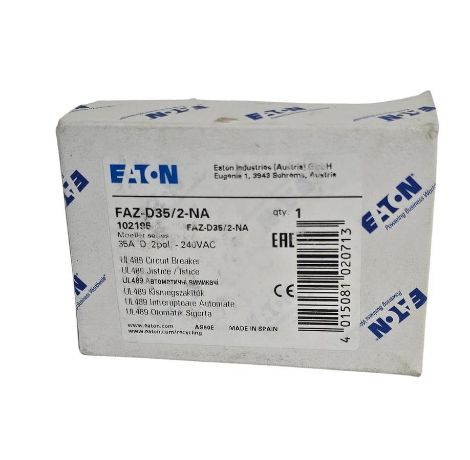 Used NIB EATON FAZ-D35/2-NA MINIATURE CIRCUIT BREAKER 35A 2P 240VAC