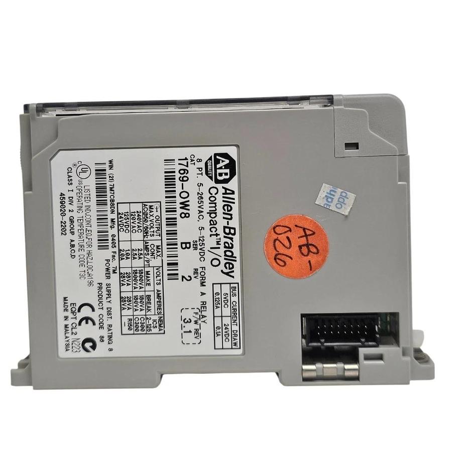 Used ALLEN BRADLEY 1769-OW8 SER. B REV. 2 COMPACT I/O MODULE F/W REV: 3.1