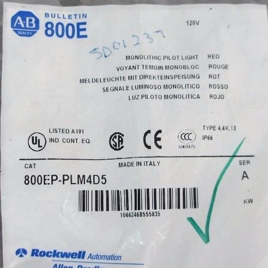 Used LOT OF 2 NEW ALLEN BRADLEY 800EP-PLM4D5 MONOLITHIC PILOT LIGHT 800EPPLM4D5
