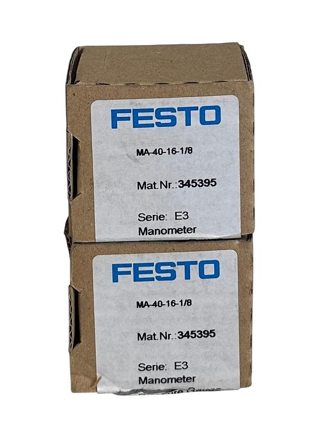 Used 2 FESTO MA-40-16-1/8 / 345395 SERIES E3 MANOMETER PRESSURE GAUGES 0-16BAR NSMP