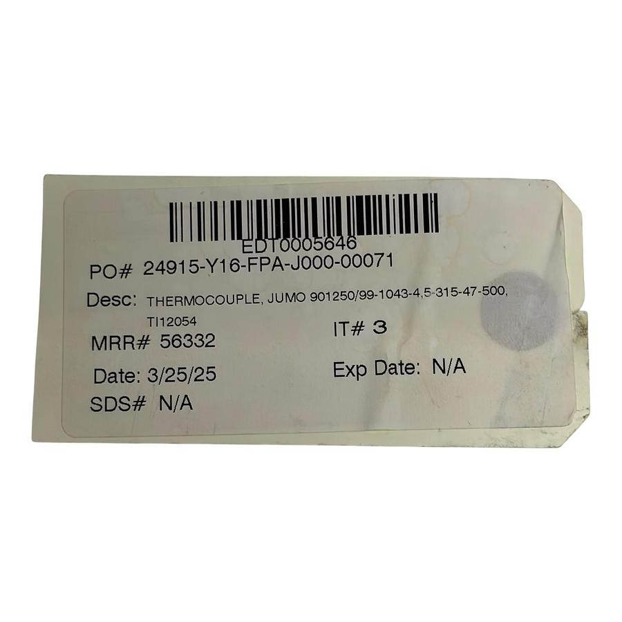 Used JUMO 901250 Type K Mineral-Insulated Thermocouple Probe 4.5mm 315mm New