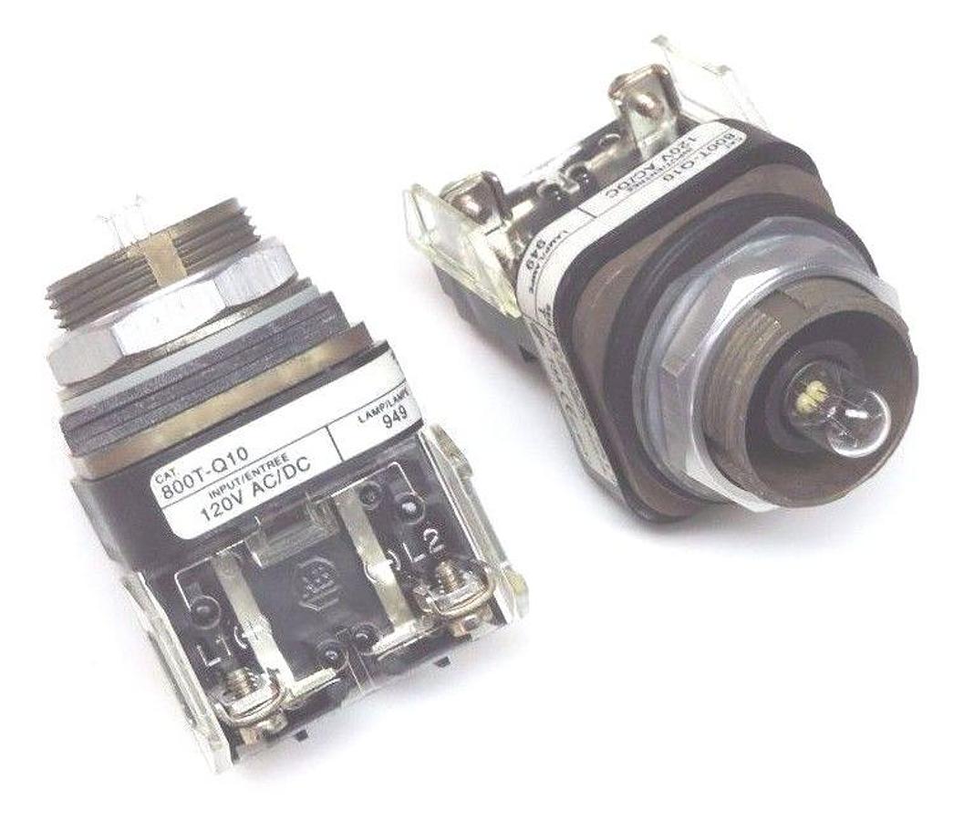 Used LOT OF 2 NEW ALLEN BRADLEY 800T-Q10 PILOT LIGHTS, SER T, 800TQ10