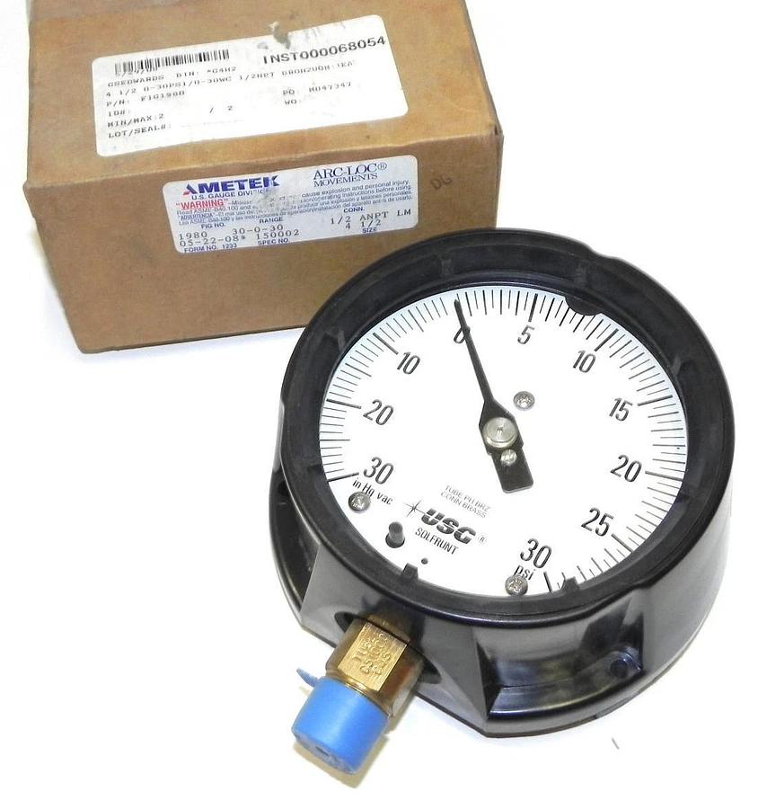 Used NIB AMETEK 1980 PROCESS GAUGE SPEC NO. 150002, CONN. 1/2 ANPT LM, SIZE: 4-1/2''