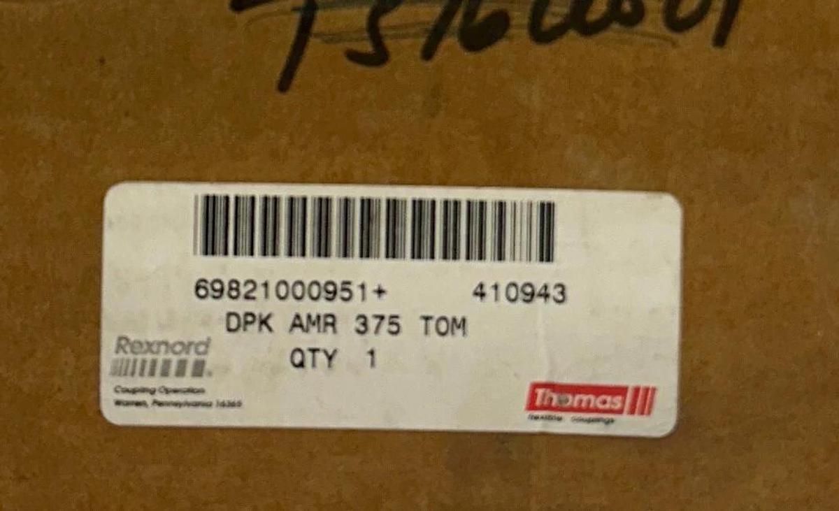 Used THOMAS REXNORD DPK AMR 375 TOM / 10014771 / 410943 FLEXIBLE DISC COUPLING NSFS