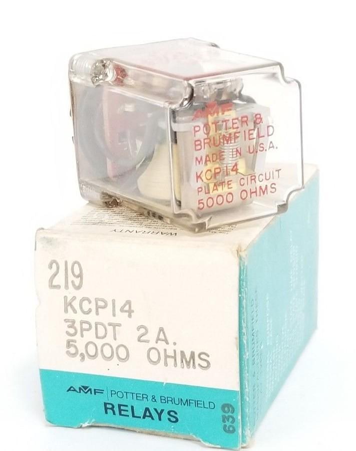 Used NIB POTTER & BRUMFIELD KCP14-5000, 219, KCP14 RELAY 3PDT, 2A, 5,000 OHMS