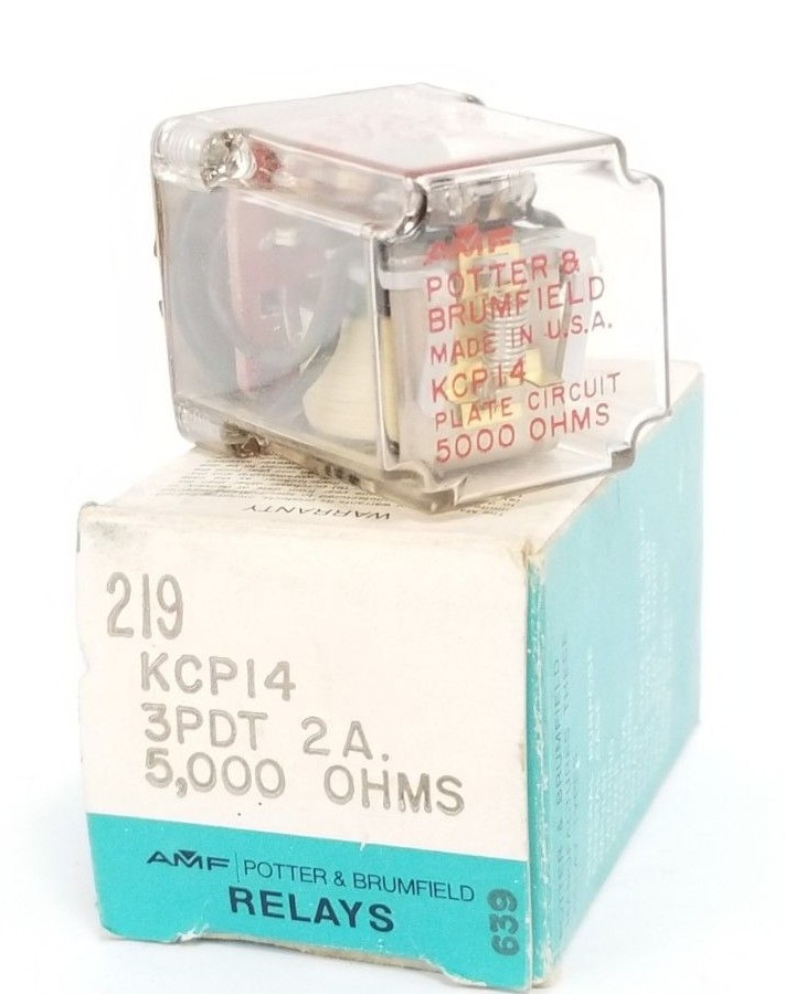 Used NIB POTTER & BRUMFIELD KCP14-5000, 219, KCP14 RELAY 3PDT, 2A, 5,000 OHMS