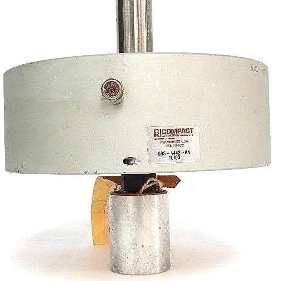Used NEW COMPACT Q98-4442-A4 PANCAKE CYLINDER, CHUCK, 6" X 1" TRAVEL W/ 1102-070-079
