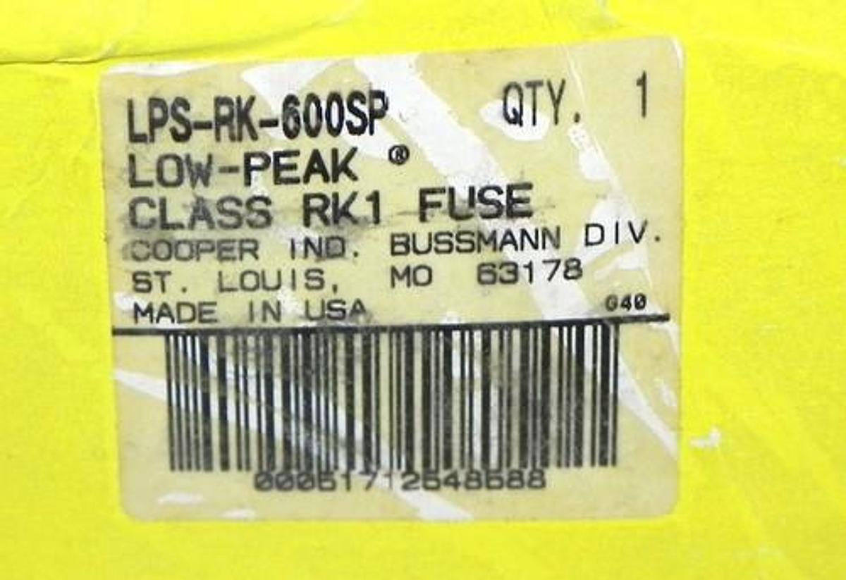 NIB COOPER BUSSMAN LRS-RK-600SP CLASS RK1 FUSE LRSRK600SP