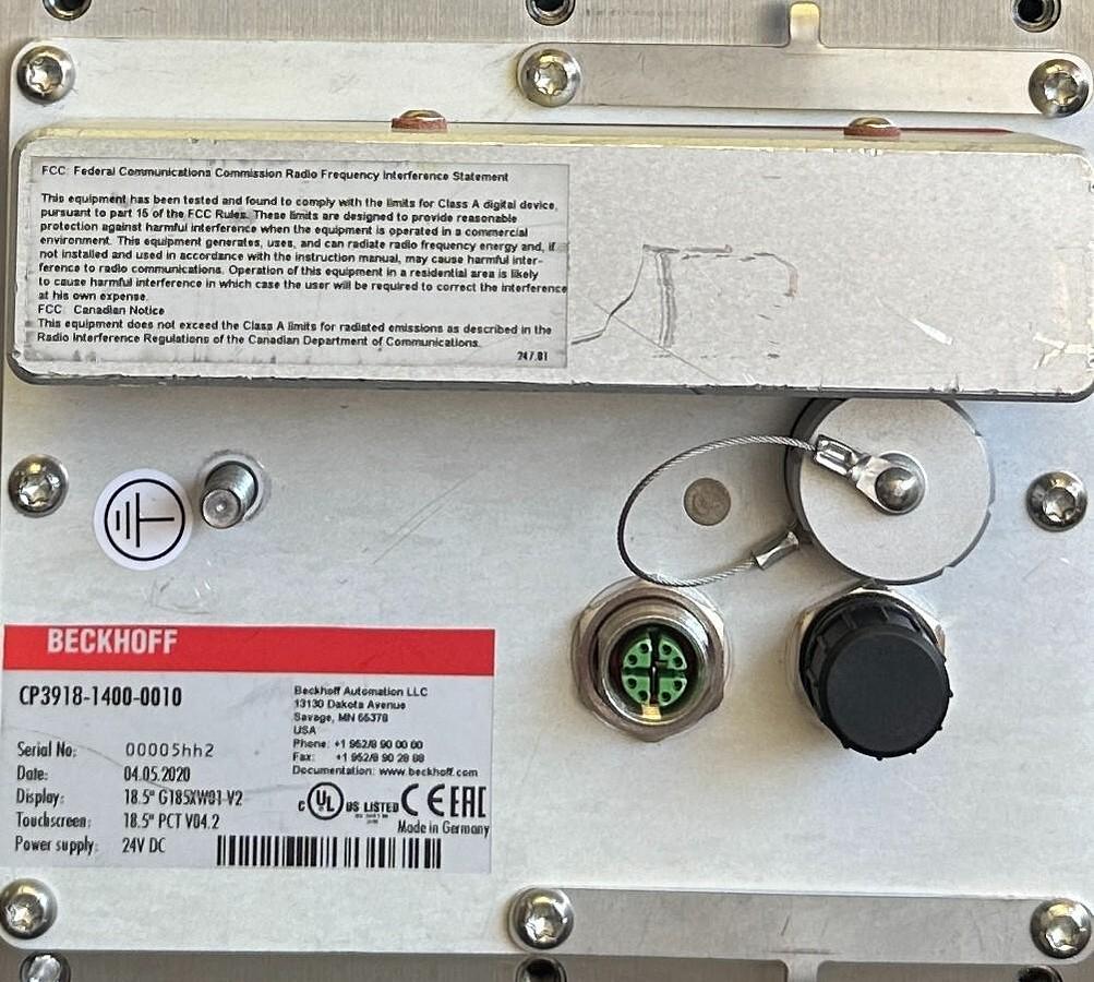 Used BECKHOFF CP3918-1400-0010 / CP391814000010 18.5'' SS MULTI-TOUCH CONTROL PANEL