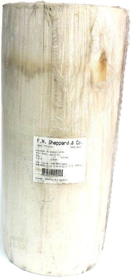 Used NEW F.N. SHEPPARD F3W0-0B31-20AB CONVEYOR BELT 22" W. X 18' 8" L W/ S.S STAPLES